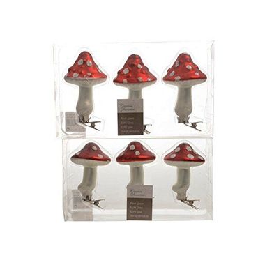 Baumschmuck Pilz knubbelige Pilzkappe 3er Set Glaspilz mit Clip