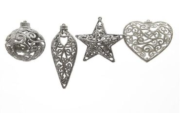 Baumhänger Baumschmuck Christbaumschmuck silber Weihnachtskugeln 4erSet