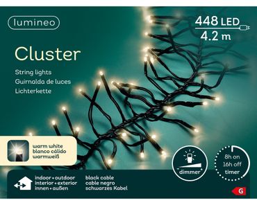 LED Clusterbeleuchtung Outdoor L.420cm 448L schwarz/warmes weiss