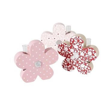 Vase Fleuri Blumen Reagenzglas Frühling Mdf Rosa H 17 cm