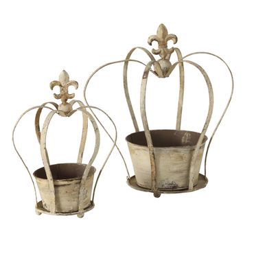 Pflanztopf Krone Eisen grau H 30/40 cm 2er Set