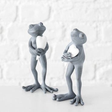 Dekofigur Theda Frosch Kunstharz grau H 18 cm Stückpreis
