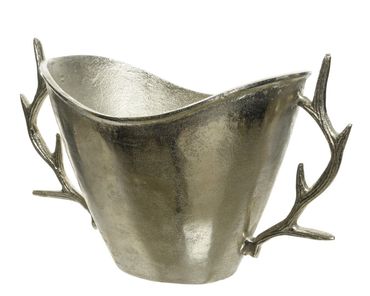 Edler Weinkühler Silber Geweih Hirsch Sektkühler Flaschenkühler Aluminium