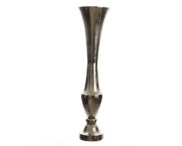 Alu Guss Vase auf Fuß 18 x 18 x 78,5 cm nickel