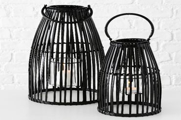 Windlicht Flint Laterne Glaseinsatz Metall schwarz H 31cm Stückpreis