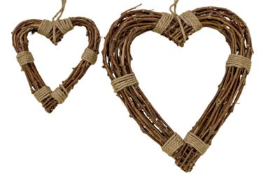 Dekoanhänger Rezzo Herz Weide natur L32/55 cm 2er-Set