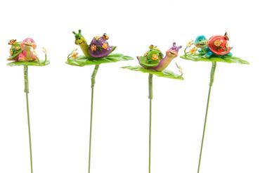 Gartenstecker Schnecke Metall Stab 4er-Set