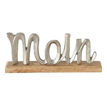 Dekoaufsteller Schriftzug Moin aus Holz und Aluminium