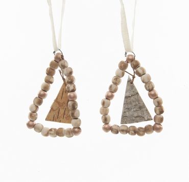 Baumhänger Baumschmuck Christbaumschmuck mit Perlen Geschenkhänger Holz 2er Set