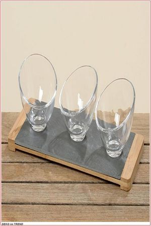 Servierschalen Set 4tlg Glas Servierplatte klar H.8,5 cm