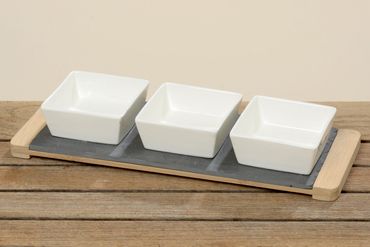 Servierschalen Set 4tlg Porzellan Servierplatte weiß