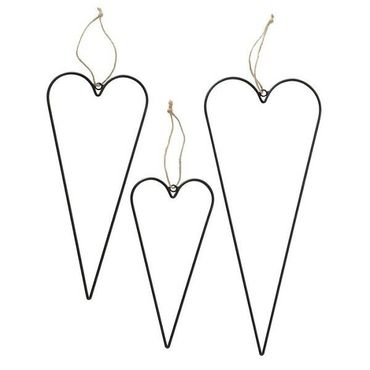 Herz Dekohänger Eisen Höhe 30-50 cm schwarz Fensterdeko Geschenk 3er Set (k-m-g)