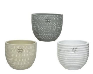 Blumentopf Übertopf Terrakotta beige weiß grau H 13cm Stückpreis