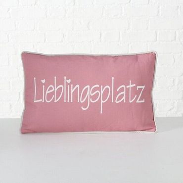 Kissen Lieblingsplatz 50 x 30 cm, Polyester, rosa