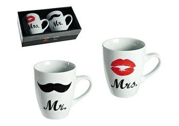 Becher Mr & Mrs Kaffeebecher Porzellan Braut Bräutigam Hochzeit Geschenk 2er Set