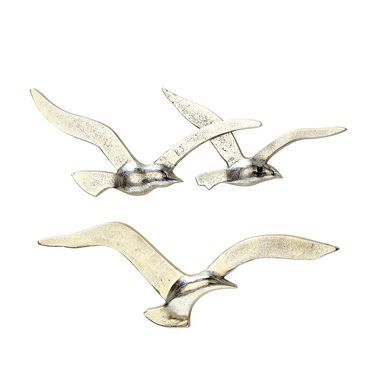Wandobjekt Vögel Vogel Möwe Silber Aluminium B35cm - Set