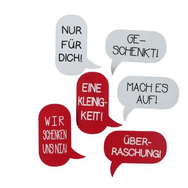 Dekoanhänger Message Eisen rot/weiß L.8 cm 6er Set