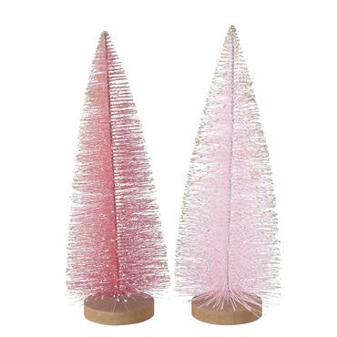 Dekoaufsteller Tarvo Weihnachtsbaum H 32 cm rosa Kunststoff 2er Set
