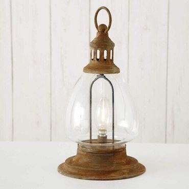 Tischleuchte Zuma LED old Style  Öllampe Eisen rost H 33 cm
