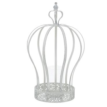 Windlicht Lilli Krone Eisen hellgrau H 50 cm