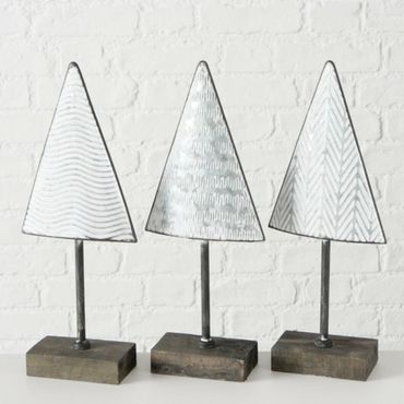 Deko Baum Dekoaufsteller Zink H 38 cm grau weiß Stückpreis