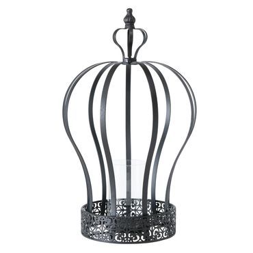 Windlicht Broder Krone Teelichthalter Eisen dunkelbraun H 50cm