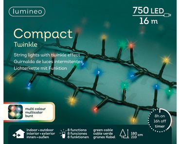 LED Compact Beleuchtung Twinkle Effekt Outdoor L.1600cm 750L grün bunt