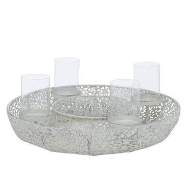 Schale Lilli Windlichthalter Eisen  grau Shabby Chic 5 tlg