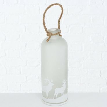 Dekoaufsteller Ludwig Flasche LED Glas lackiert beschneit H.32cm