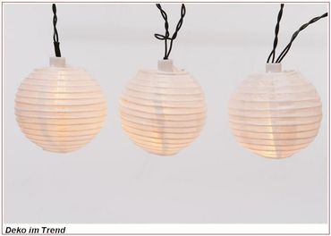 LED China Laternen weiß 20 Lampen  L. 9,5 m LED Lichter Kette Lichterkette