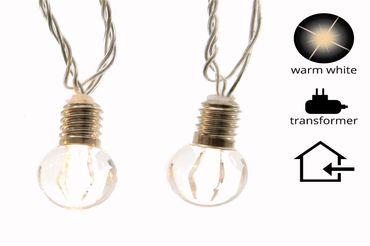 LED Lichterkette Glühbirnen warmweisse LED klares Kabel  3,80 m