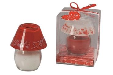 Lampenkerze rot weiß Herz H.10 Ø 7,5 cm Stückpreis
