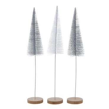 Dekoaufsteller Tarvo Weihnachtsbaum H 40 cm silber Kunststoff 3er Set