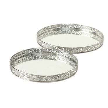 Dekotablett Suin Eisen silber Ø 26/30 cm 2er Set