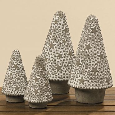 Baum Dekobaum aus Beton mit Sternen  2 Ausführungen H 21 cm Stückpreis