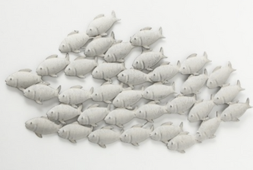 Wandobjekt Fischschwarm grau Eisen L 97 cm