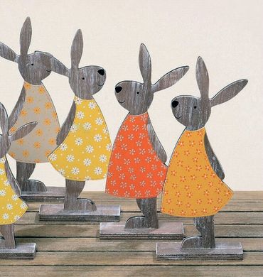 Dekoaufsteller Osterhase Holz H.27 cm orange