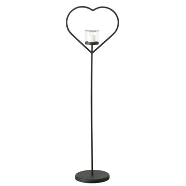 Windlicht Lex Ständer Herz schwarz Eisen H 150cm