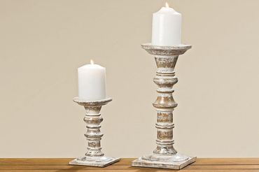 Kerzenleuchter Cynti H25cm Mango weiss