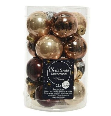 Christbaumkugeln Weihnachtskugeln Glas Ø 3,5 cm 16 Stück braun matt/glanz mix