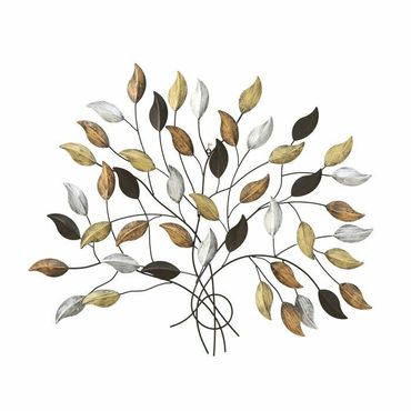 Wand Objekt Relief Eisen Blätter Baum Wohn Zimmer Dekoration Mehrfarbig B 103 cm
