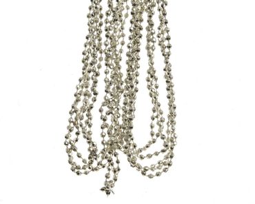 Perlenkette Perlenband Perlengirlande Diamanten Kunststoff Ø 0,5 cm Länge 2,7 m naturleinen