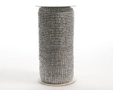 Maschenband Geschenkband Weihnachten Tischband silber 2,70 m