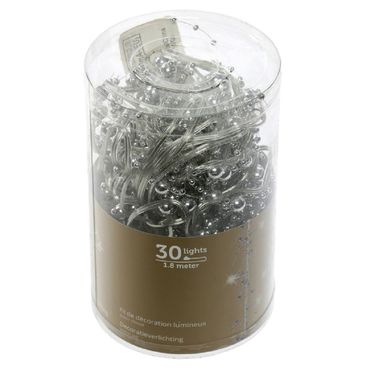 LED Lichterkette mit Perlen silber  warm weiß 1,80m