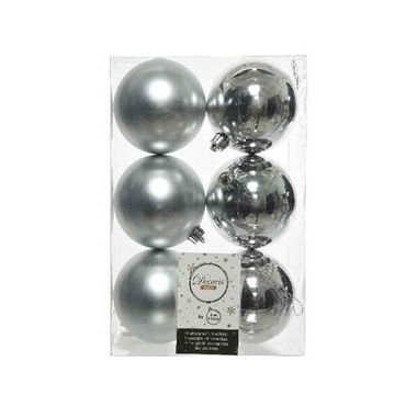 Christbaumkugeln Weihnachtskugeln bruchfest Ø 8 cm 6 Stück silber glanz / matt