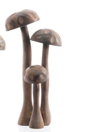 Pilz Mangoholz Dekopilz handarbeit braun / weiß H 30 cm