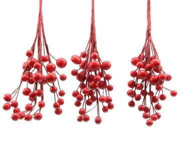 Beeren Hänger mit Perlen  rot  Baumdeko L 15 cm