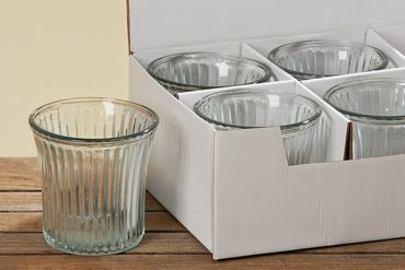 Pflanztopf Glas klar Vase Windlicht Teelichthalter