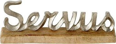 Schriftzug Servus Mango ca. 30 cm Natur Tischdeko Aufsteller