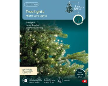 Micro LED Baumbeleuchtung Outdoor L.240cm 832L grün/warmes weiss